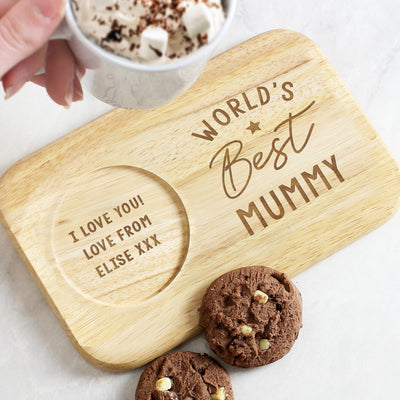 BRAND NEW!! Personalised World's Best Wooden Coaster Tray