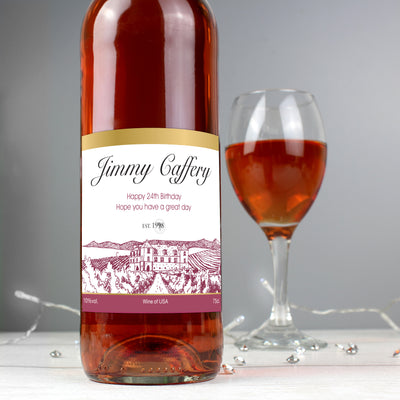 Personalised Free Text Vineyard Rose Wine Alcohol Everything Personal