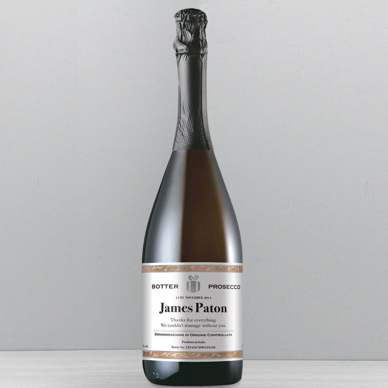Personalised Contemporary Label Prosecco Alcohol Everything Personal