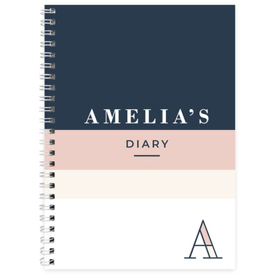 Personalised Navy & Blush A5 Diary Stationery & Pens Everything Personal