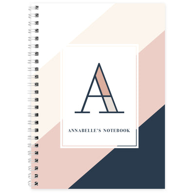 Personalised Navy & Blush A5 Notebook Stationery & Pens Everything Personal