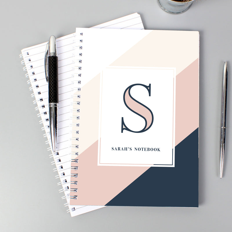 Personalised Navy & Blush A5 Notebook Stationery & Pens Everything Personal