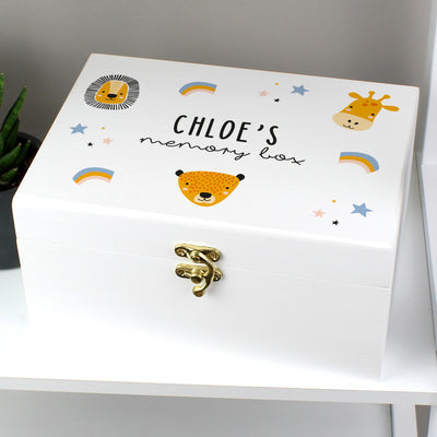Personalised Zoo White Wooden Keepsake Box Trinket, Jewellery & Keepsake Boxes Everything Personal