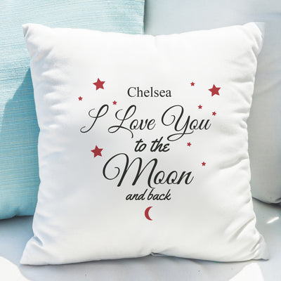 Personalised To The Moon & Back White Cushion Textiles Everything Personal