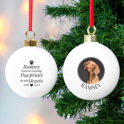 Personalised Paw Print Memorial Photo Upload Bauble Christmas Decorations Everything Personal