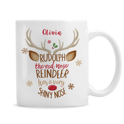 Personalised Rudolph the Red Nose Reindeer Mug Mugs Everything Personal