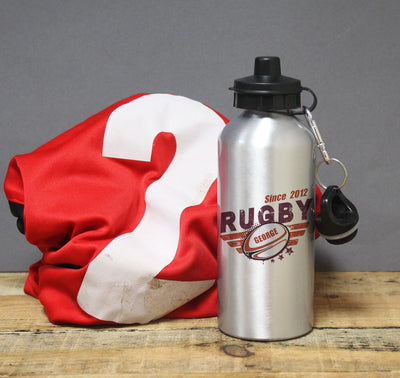 Personalised Rugby Silver Drinks Bottle Drinks Bottles Everything Personal
