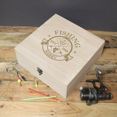 Personalised Fishing Club Wooden Keepsake Box Trinket, Jewellery & Keepsake Boxes Everything Personal