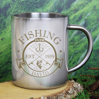 Personalised Fishing Club Stainless Steel Mug Mugs Everything Personal