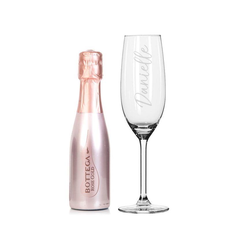 Personalised Flute & Mini Rose Bottega Prosecco Set Glasses & Barware Everything Personal