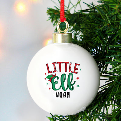 Personalised Little Elf Bauble Hanging Decorations & Signs Everything Personal