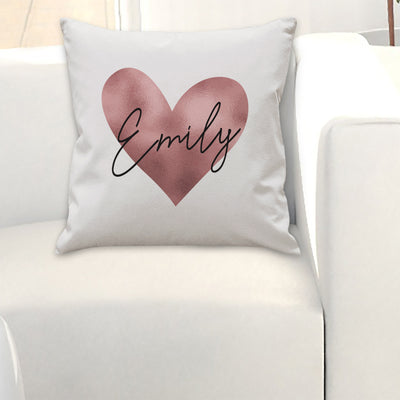 Personalised Name Only Rose Gold Heart Cushion Textiles Everything Personal