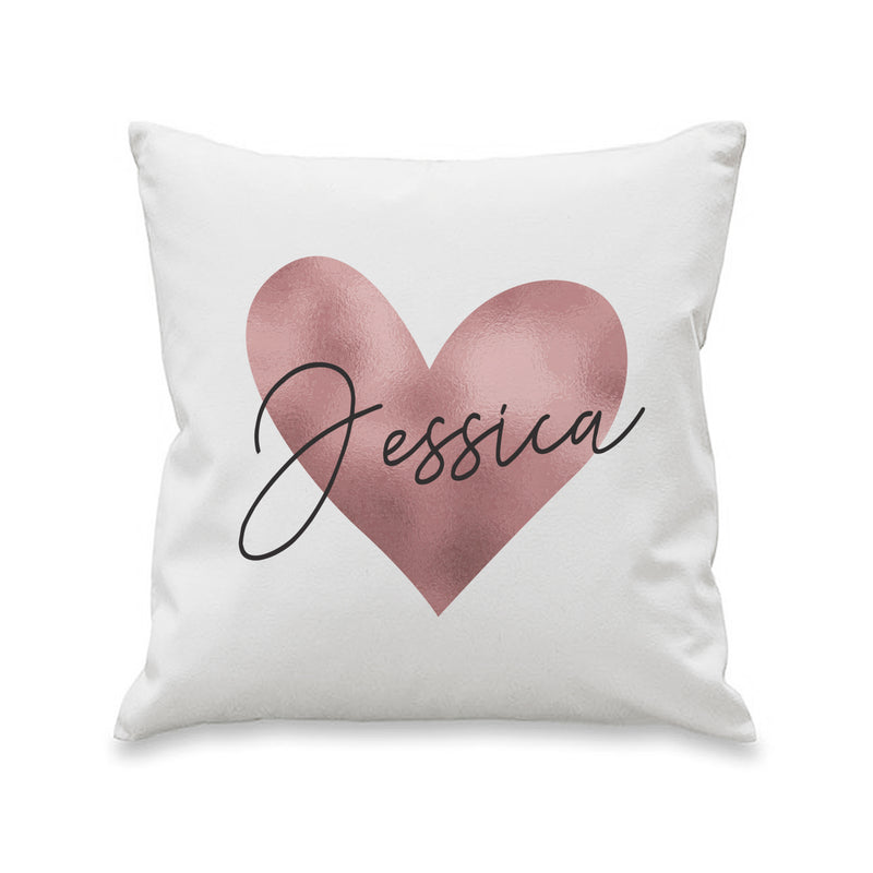 Personalised Rose Gold Heart Cushion Textiles Everything Personal