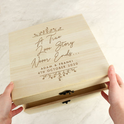 Personalised True Love Story Wooden Keepsake Box Trinket, Jewellery & Keepsake Boxes Everything Personal