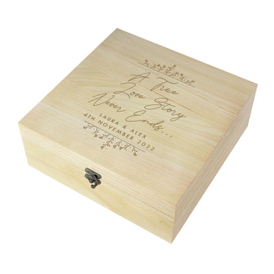 Personalised True Love Story Wooden Keepsake Box Trinket, Jewellery & Keepsake Boxes Everything Personal