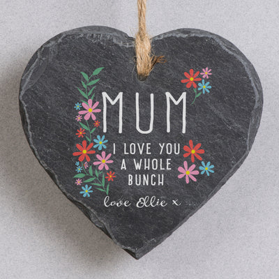 Personalised I Love You A Whole Bunch Hanging Slate Heart Hanging Decorations & Signs Everything Personal