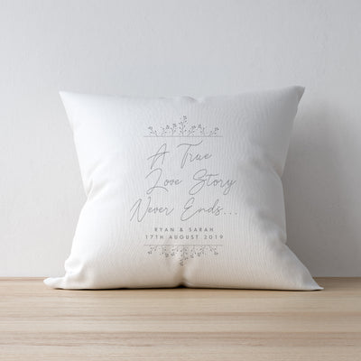 Personalised True Love Story White Cushion Textiles Everything Personal