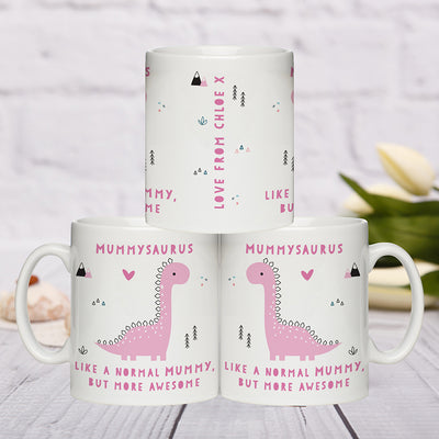 Personalised More Awesome Pink Dinosaur Mug Mugs Everything Personal