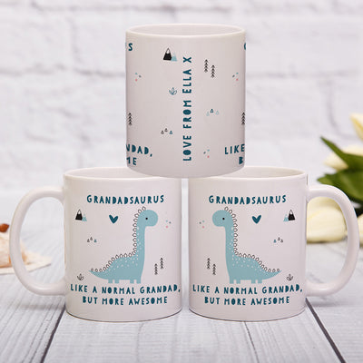 Personalised More Awesome Blue Dinosaur Mug Mugs Everything Personal