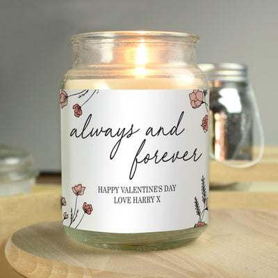 Personalised Always & Forever Large Scented Jar Candle Candles & Reed Diffusers Everything Personal