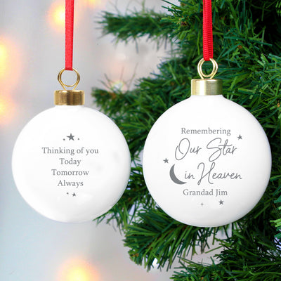 Personalised Our Star in Heaven Bauble Hanging Decorations & Signs Everything Personal