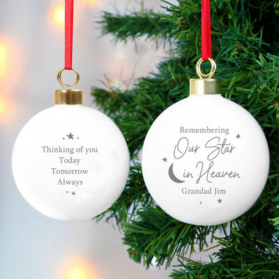 Personalised Our Star in Heaven Bauble Hanging Decorations & Signs Everything Personal
