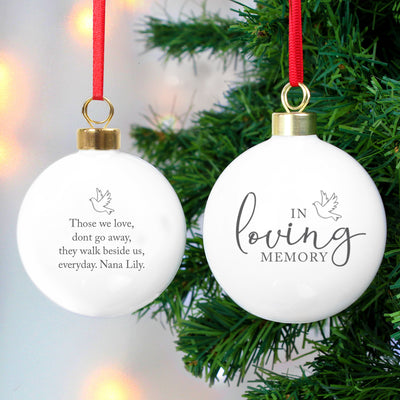 Personalised In Loving Memory Bauble Christmas Decorations Everything Personal