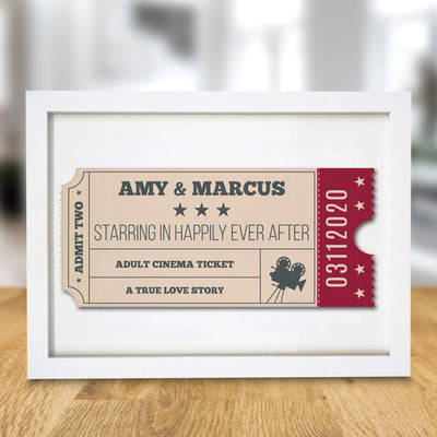 Personalised Cinema Ticket A4 White Framed Print Framed Prints Everything Personal