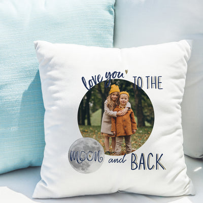 Personalised Moon & Back Photo Upload Cushion Textiles Everything Personal