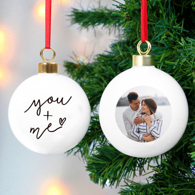 Personalised Me & You Photo Upload Bauble Christmas Decorations Everything Personal