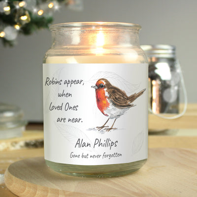 Personalised Robins Appear Large Scented Jar Candle Candles & Reed Diffusers Everything Personal