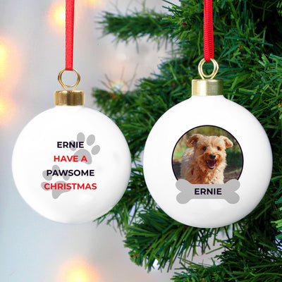 Personalised Pawsome Photo Upload Bauble Christmas Decorations Everything Personal