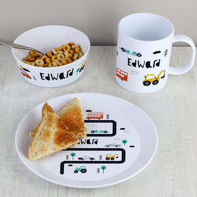 Personalised Little Car Plastic Breakfast Set Mealtime Essentials Everything Personal