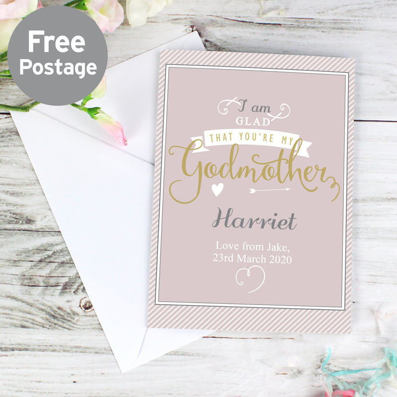 Personalised I Am Glad... Godmother Card Greetings Cards Everything Personal