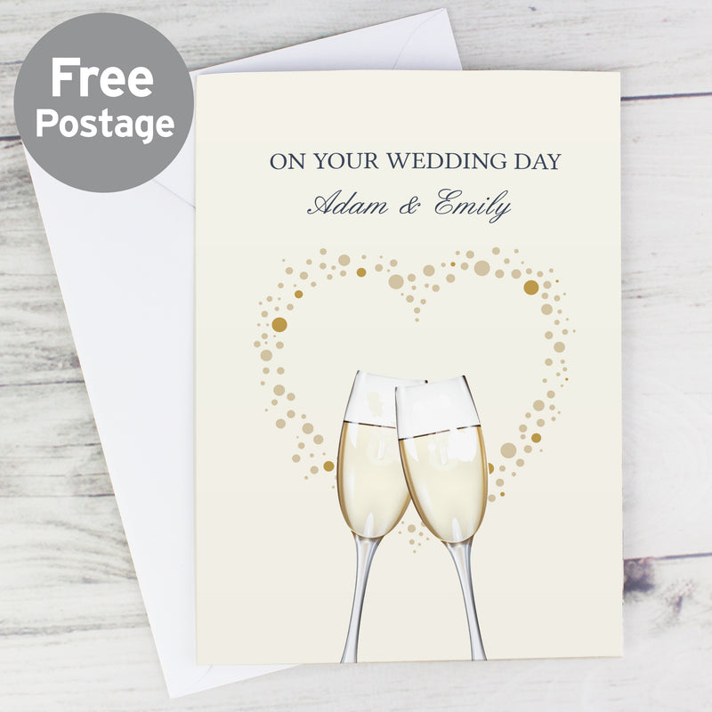 Personalised Gold Champagne Flutes Card Greetings Cards Everything Personal