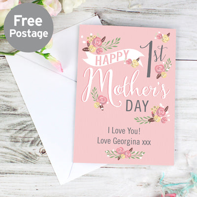 Personalised Floral Bouquet 1st Mother's Day Card Greetings Cards Everything Personal