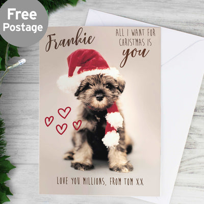 Personalised 'All I Want For Christmas' Puppy Card Greetings Cards Everything Personal