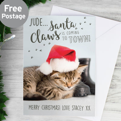 Personalised Rachael Hale Santa Claws Christmas Cat Card Greetings Cards Everything Personal
