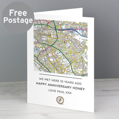 Personalised Present Day Map Compass Card Greetings Cards Everything Personal