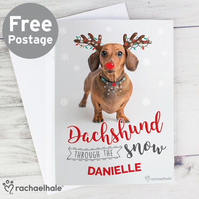 Personalised Rachael Hale Christmas Dachshund Through the Snow Card Greetings Cards Everything Personal