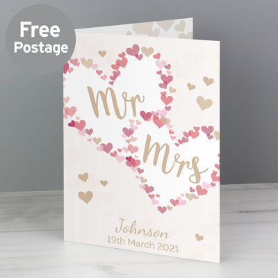 Personalised Mr & Mrs Confetti Hearts Wedding Card Greetings Cards Everything Personal
