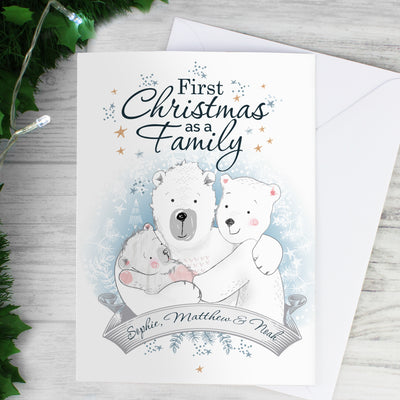 Personalised Polar Bear '1st Christmas As A Family' Card Greetings Cards Everything Personal