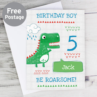 Personalised 'Be Roarsome' Dinosaur Card Greetings Cards Everything Personal