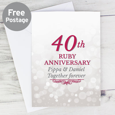 Personalised 40th Ruby Anniversary Card Greetings Cards Everything Personal