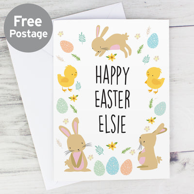 Personalised Easter Bunny & Chick Card Greetings Cards Everything Personal