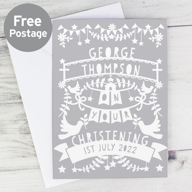 Personalised Grey Papercut Style Card Greetings Cards Everything Personal
