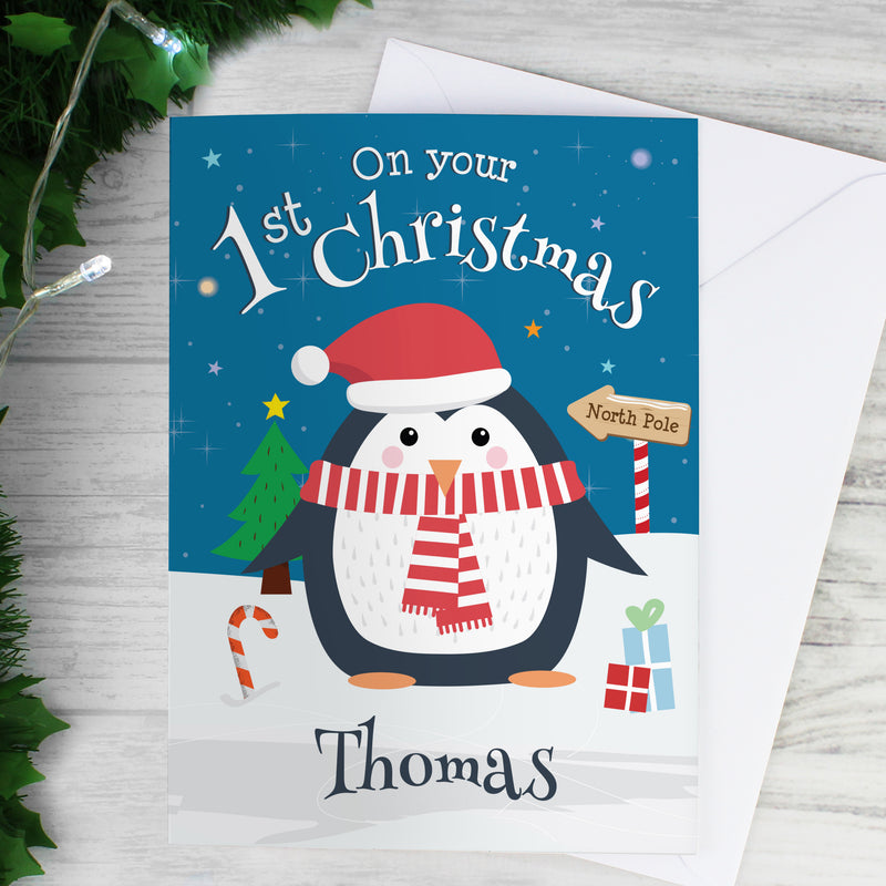 Personalised Christmas Penguin Card Greetings Cards Everything Personal