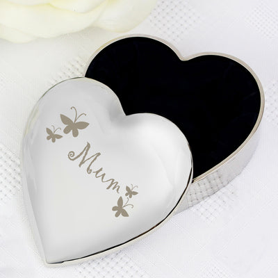 Mum Butterflies Heart Trinket Box Trinket, Jewellery & Keepsake Boxes Everything Personal