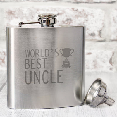 Worlds Best Uncle Hip Flask Glasses & Barware Everything Personal