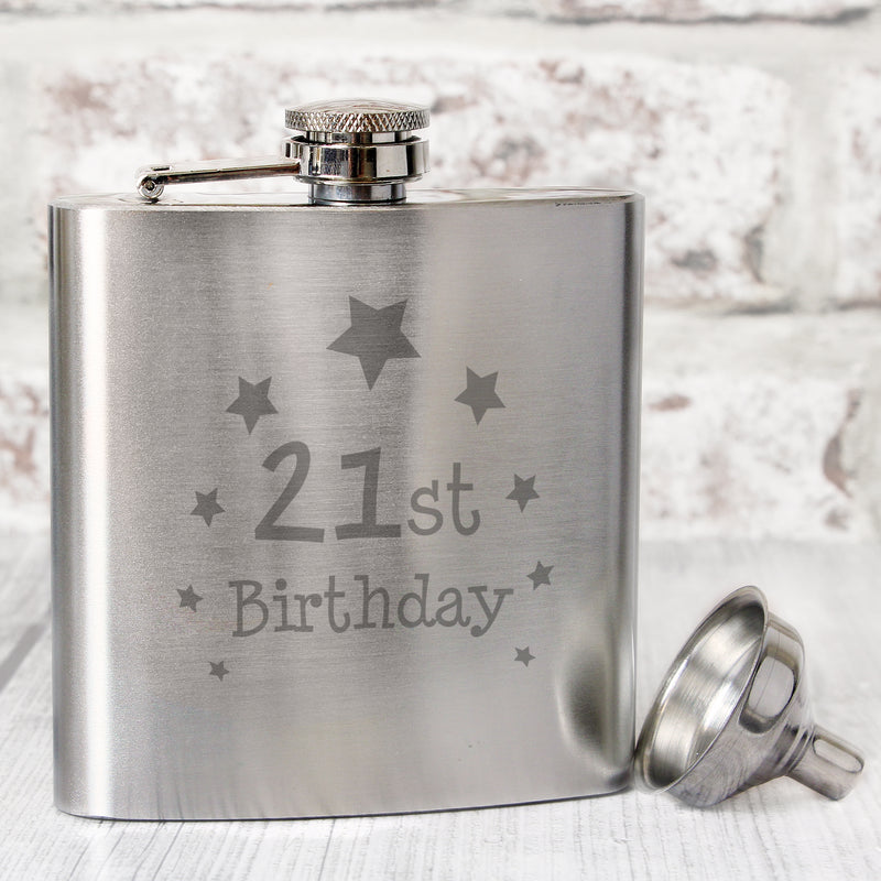 21st Birthday Hip Flask Glasses & Barware Everything Personal